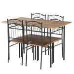 Set De Comedor Meco Nuez Y Negro 4 Personas - Zmobili