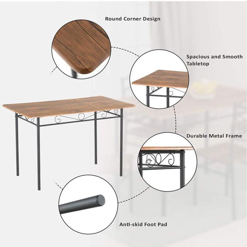 Set De Comedor Meco Nuez Y Negro 4 Personas - Zmobili