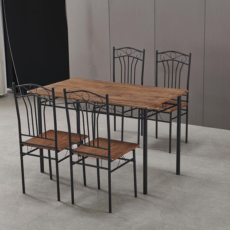 Set De Comedor Meco Nuez Y Negro 4 Personas - Zmobili