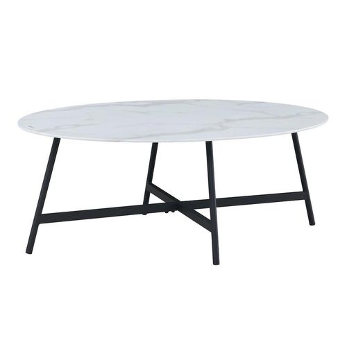 Mesa de Centro Vidrio Blanco Marmoleado