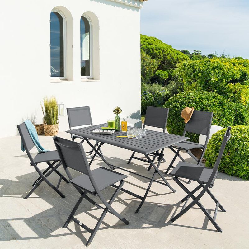 Mesa Plegable Azua Grafito 6 Personas 150x80x71 Cm
