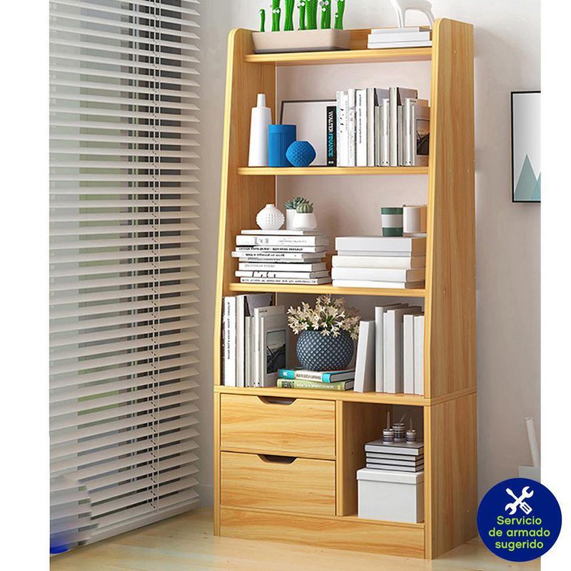 Librera Con Gavetas Café Claro 63X24X140 Cm - Z