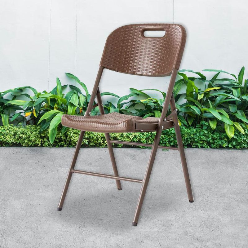 Silla  De Exterior Plegable Plástica Ratán Café - Z