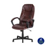 Silla Oficina Café Imitación Cuero - Zmobili