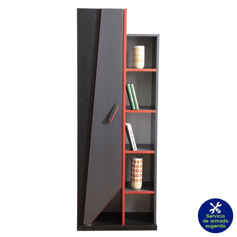 Librera Negro Y Rojo De 63X38X171 Cm - Zmobili