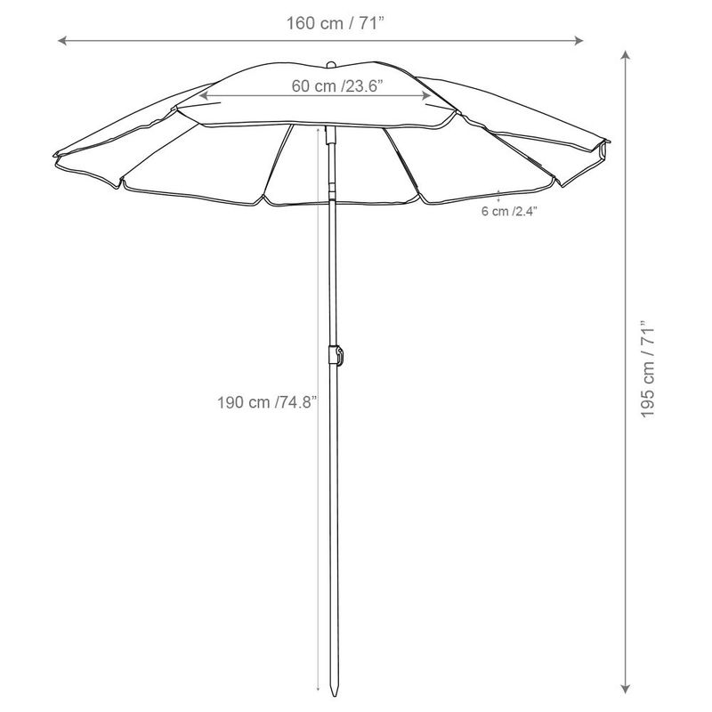 Sombrilla De Exterior De Playa Azul 180 Cm - Z