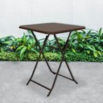 Mesa Para Exterior Plegable Tipo Ratán Café - Z