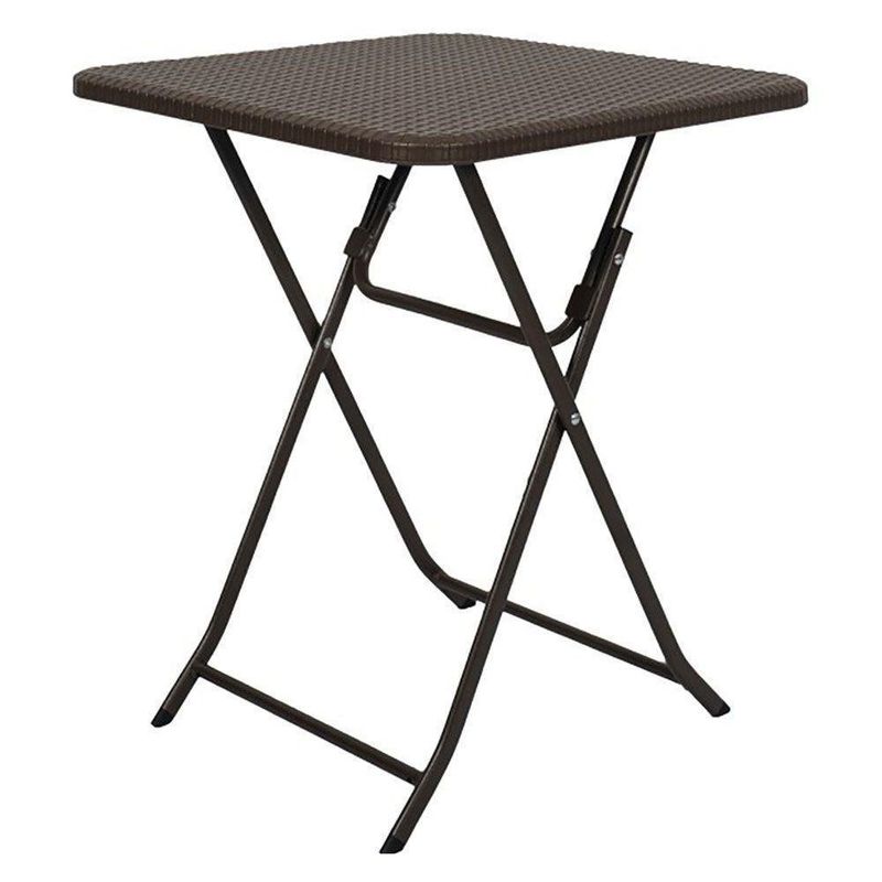 Mesa Para Exterior Plegable Tipo Ratán Café - Z
