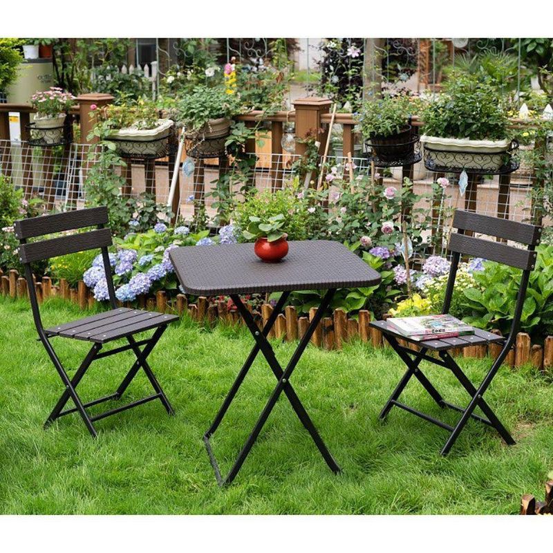 Mesa Para Exterior Plegable Tipo Ratán Café - Z