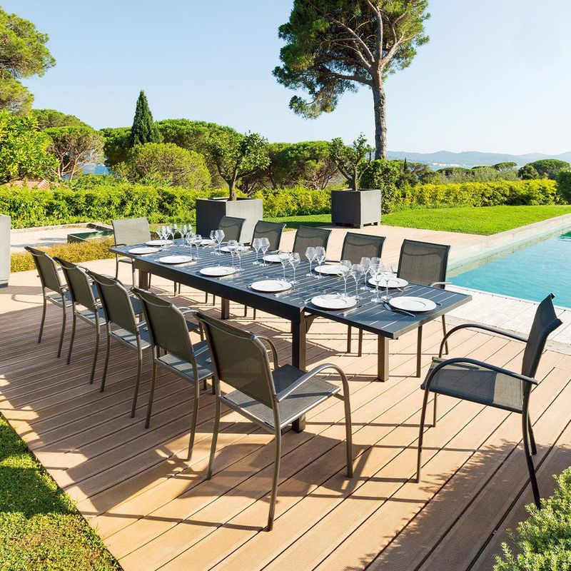 Mesa Extensible Piazza Grafito 200-320X100X75 Cm