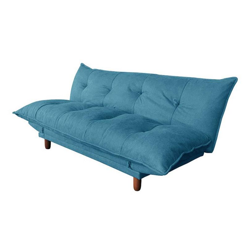 Sofá Cama Azul con Apoya Brazos Ajustable