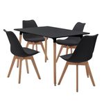 Comedor Luna con Mesa de Mdf Negro 5 Pzas