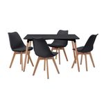 Comedor Luna con Mesa de Mdf Negro 5 Pzas