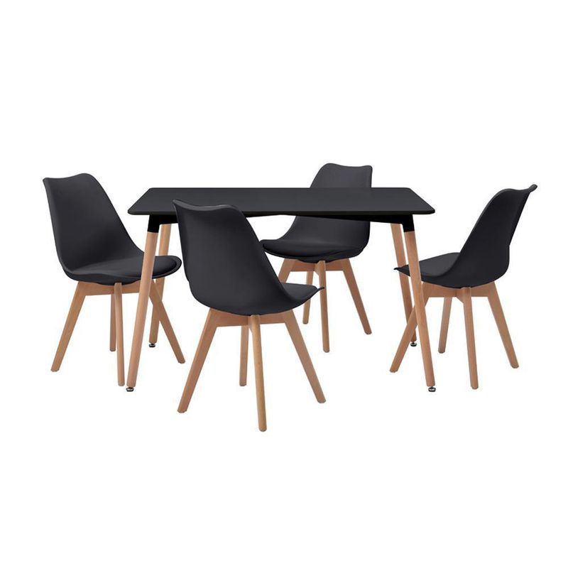 Comedor Luna con Mesa de Mdf Negro 5 Pzas