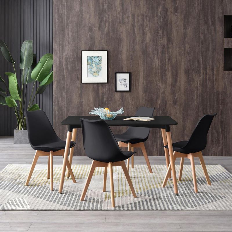 Comedor Luna con Mesa de Mdf Negro 5 Pzas