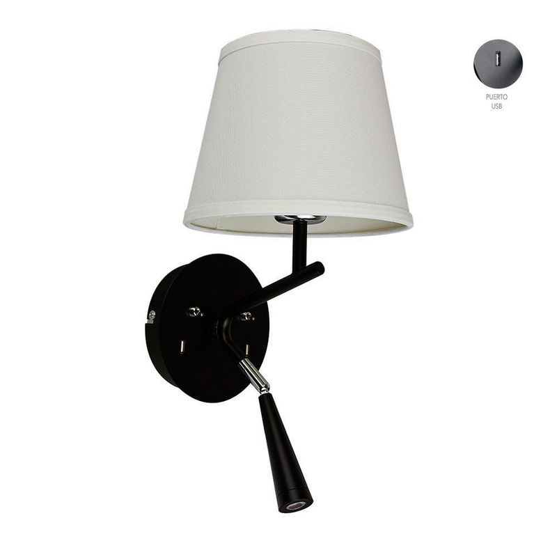 Lampara-de-Aplicacion-en-Pared-Negro--Textil---Tecnolite