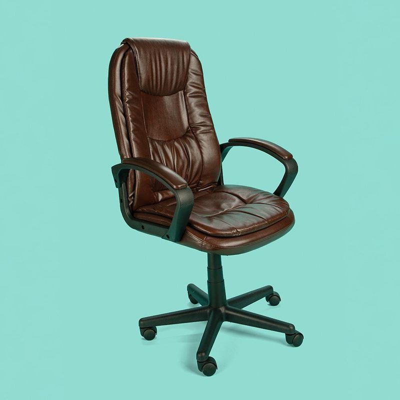 Silla Oficina Café Imitación Cuero - Z