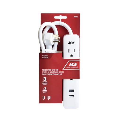 Regleta de 3 Entradas + 2 USB - Ace