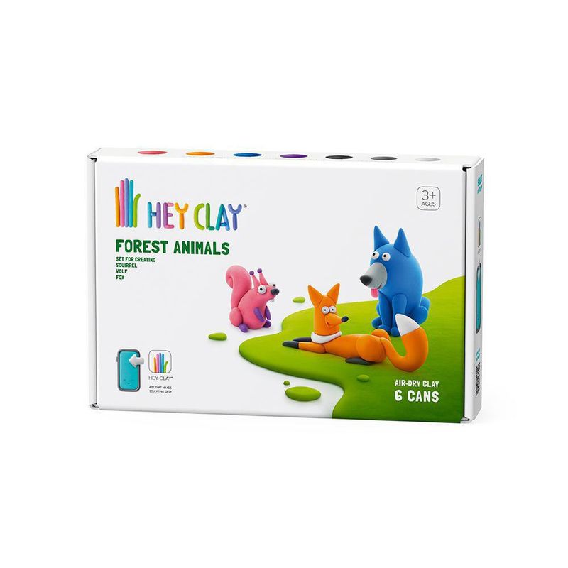 Set-de-6-Latas-de-Arcilla-Animales-del-Bosque---Hey-Clay