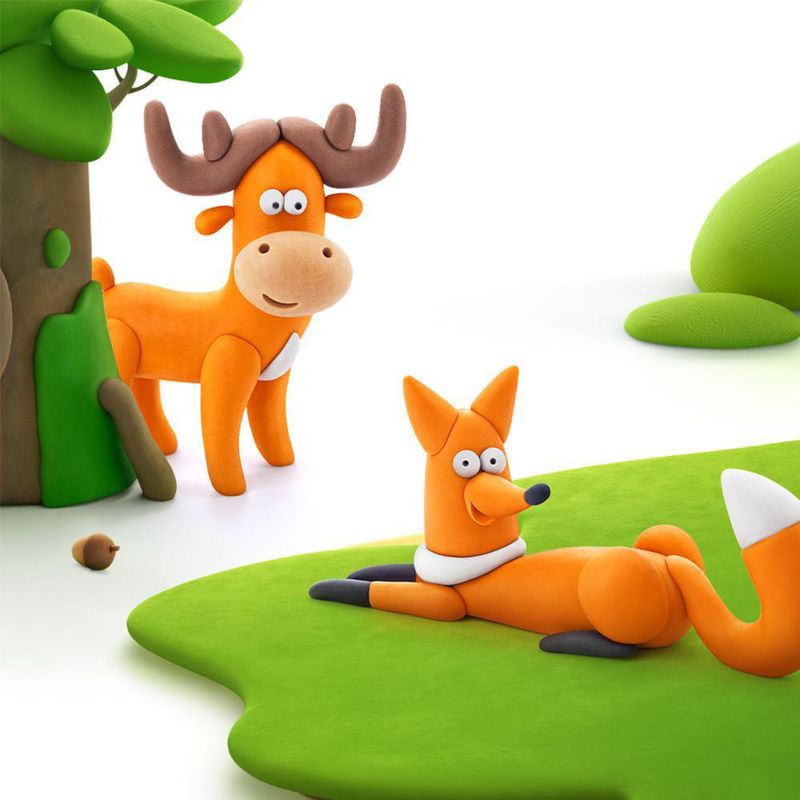 Set-de-6-Latas-De-Arcilla-Animales-del-Bosque-Grandes---Hey-Clay