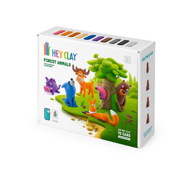Set-de-15-Latas-de-Arcilla-Animales-del-Bosque---Hey-Clay
