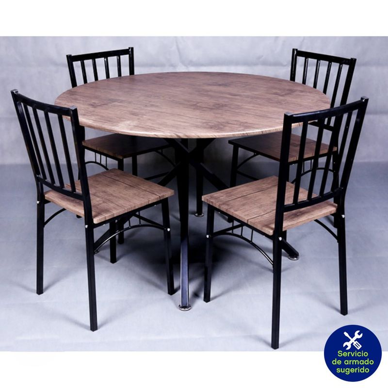 Set-De-Comedor-Mesa-Redonda-Y-Sillas-Cafe-5-Pzas---Z