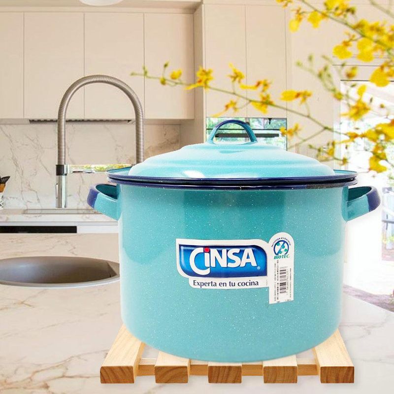 Olla Recta 20 Orejas Roladas Azul Turquesa - Cinsa