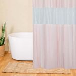 Cortina de Baño 3D Rosada y Transparente