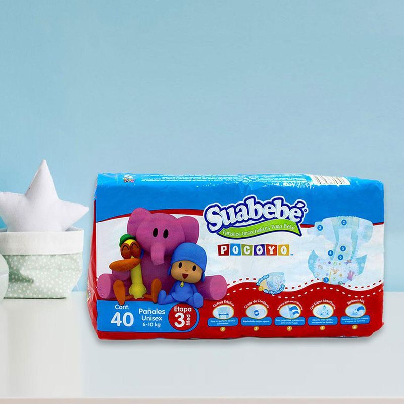 Pañal Desechable Pocoyo Talla M 40 Unidades - Suabebe