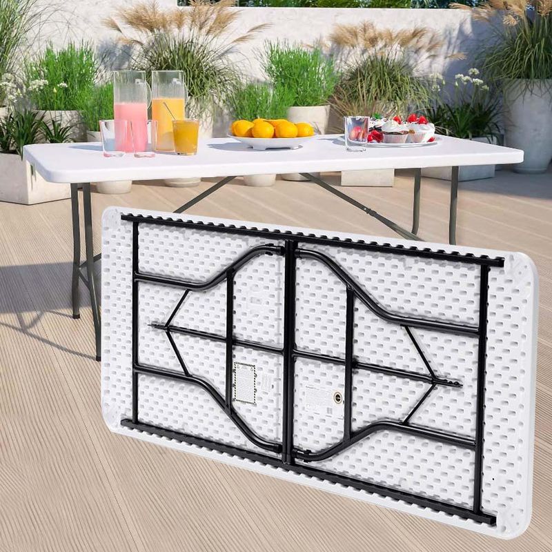 Mesa Kompakt Patas Plegables de Exterior 182X75X74 Cm